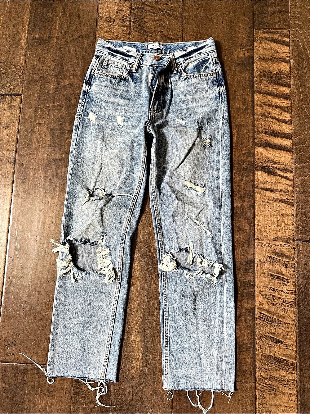 Dear John Distressed Straight Leg Jeans Waist 24 Blue